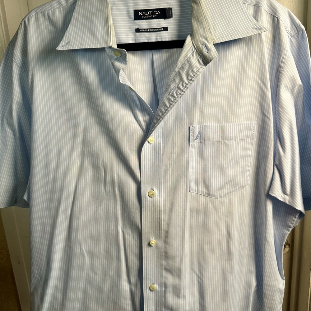 Nautica Men's Blue Striped Shirt